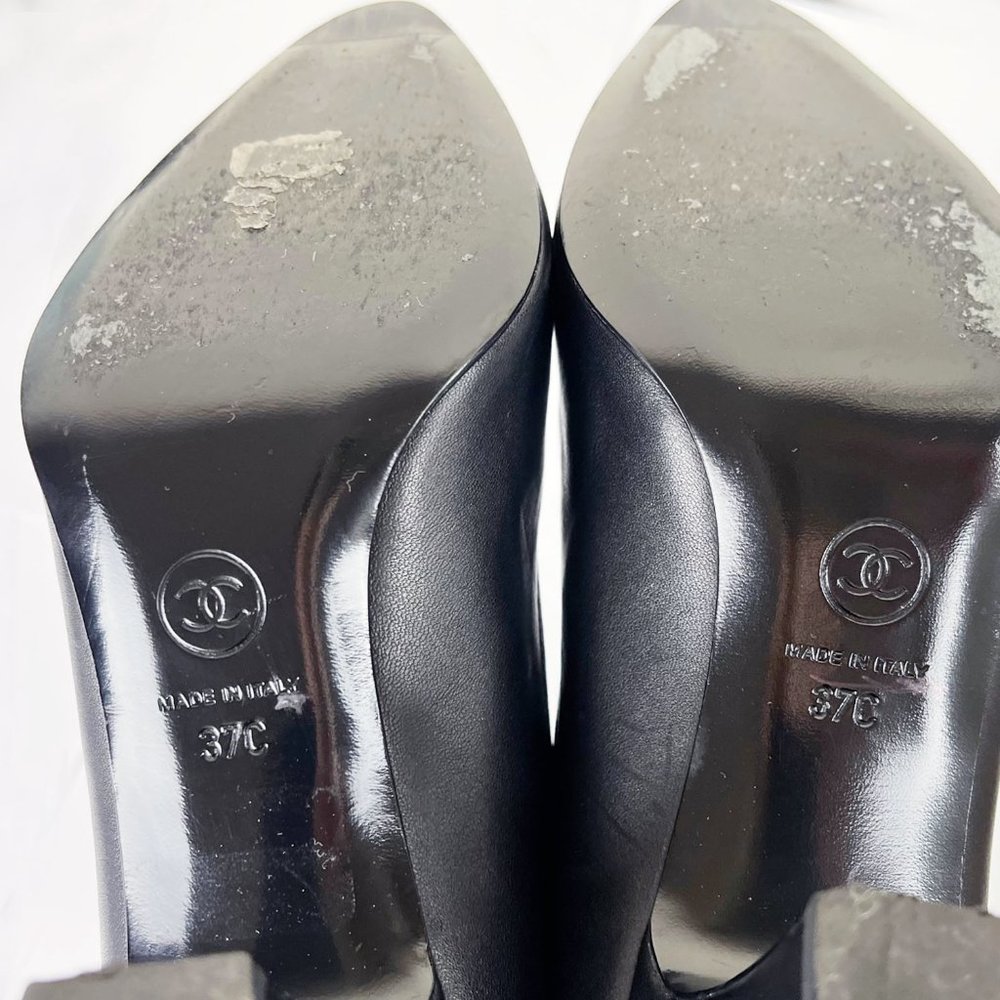 Chanel Black Super Sexy Over the Knee Tweet Leather Boots - Picture 6 of 6